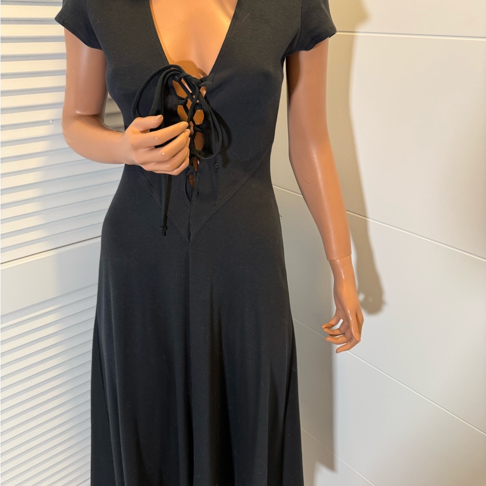 Vintage What's up by Carol Elegant Black Lace-Up Dress size small